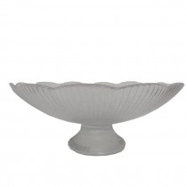 DECORATIVE BOWL-Frosted Glass w/Scalloped Edge-On Pedestal