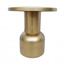 SIDE TABLE-Contemporary Round Antique Brass w/Pedestal Base