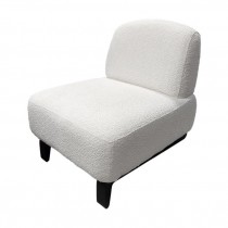 MODERN CHAIR-Armless White Nubby Fabric & Black Base