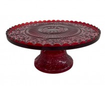 CAKE STAND-11.75" D-Red Glass Pedestal