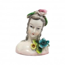 FIGURINE-Ceramic Lady Bust w/Flowers