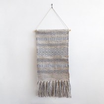 WALL TAPESTRY-Neutral Diamond Pattern W/Fringe