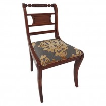 SIDE CHAIR-Regency Chair w/Spindle Bar Top & Damask Pattern