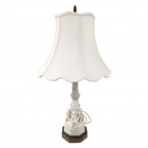 TABLE LAMP-Antique White Porcelain w/(4)Cherub Boys on Base