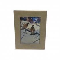 PICTURE FRAME-Suede Taupe w/White Stitching