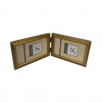 PICTURE FRAME-Hinged Gold Double Frame