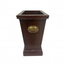 PLANTER-Tall Mahogany Rectangular Planter w/Brass Handles