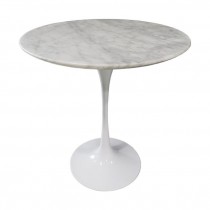 SIDE TABLE-White MCM Tulip W/Marble Top