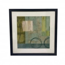 FRAMED ART-White Square W/Blue & Green Background