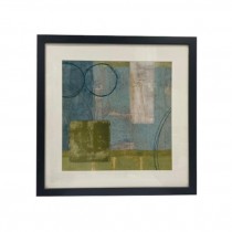 FRAMED ART-White Rectangle W/Blue & Green Background