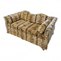 LOVE SEAT-Vintage Yellow and Brown Velvet