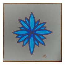 ACRYLIC ON CANVAS-Blue Flower W/Grey Background