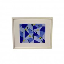 FRAMED ABSTRACT-Blue Catus Triangle