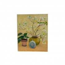UNFRAMED PAINTING-Dogwood Blossoms W/Potted Ivy