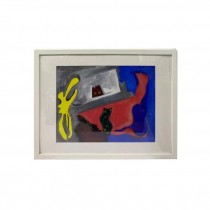 FRAMED ABSTRACT-Red,Blue,Yellow, W/2 Doorways