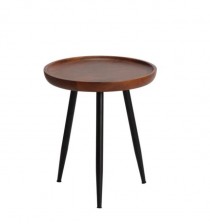 SIDE TABLE-Walnut Top w/Black Tripod Pin Legs