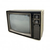 TELEVISION-Vintage Beige Sanyo TV w/Antenna Attached