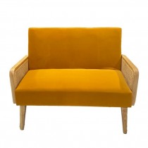 LOVESEAT-Upholstered Seat & Back W/Blonde Wood | Caned Arms