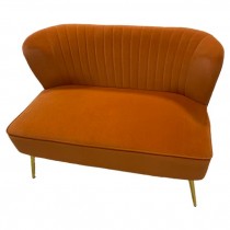 LOVESEAT-Tumeric Color Velvet |Channel Back |Gold Leg