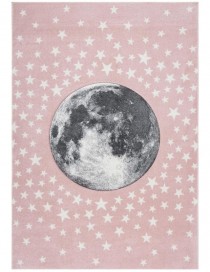 RUG-(6'7"x 9')|Planet & Stars |Pink Background