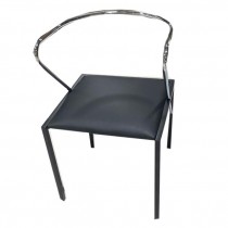 ARM CHAIR-Angled Chrome Arm/Back w/Black Square Seat