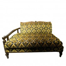 LAF SETTEE-Vintage Black & Gold Diamond Pattern |Fruitwood |Frame Detail