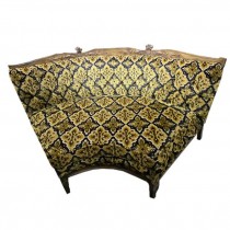 CORNER SETTEE-Vintage Black & Gold Diamond Pattern |Fruitwood |Frame Detail