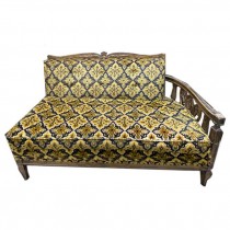 RAF SETTEE-Vintage Black & Gold Diamond Pattern |Fruitwood |Frame Detail