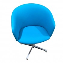 OFFICE CHAIR-Vintange Teal |Curved Frame |Wood Veneer Back | Chrome Base