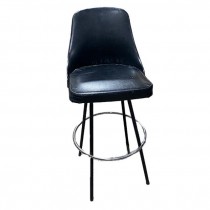 STOOL-Black Vinyl w/ Chrome Foot Ring