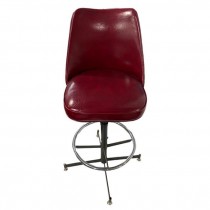 STOOL-Red Vinyl w/Squared Scalloped Back