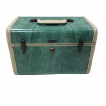 MAKE UP CASE-Vintage Marblized Bermuda Green Samsonite Suitcase