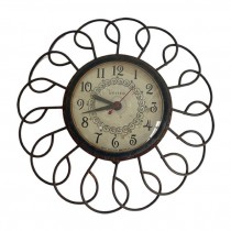 WALL CLOCK-Vintage Mid-Century Modern Metal Scroll Clock
