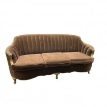 SOFA-Art Nouveau Brown Channel Back w/Gold Accents & Nailheads