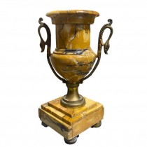 URN-Siena Marble w/Brass Detail