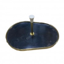 JEWELRY DISH-Black w/Gold Accents & Ring Holder