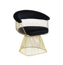 CHAIR- Platner Inspired |Gold Wire Frame |Black Velvet Seat & Back
