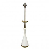 TABLE LAMP-Off White Modern Hour Glass Porcelain w/Brass Detail