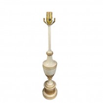 TABLE LAMP-Beige Ceramic & Painted Gold Petal Detail