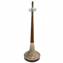 TABLE LAMP-Teak w/Speckled Ceramic Base