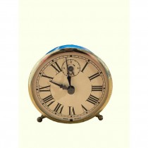 CLOCK-Vintage Alarm Clock - Teal w/ Brass Detail