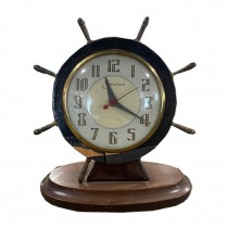 CLOCK-Wooden Wheel With Gold Details
