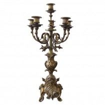 CANDELABRA-Vintage Brass Baroque w/(5) Candle Holders