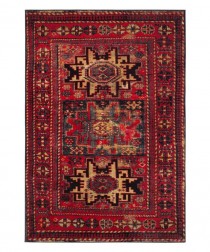 RUG (6'7"x 9') Red Vintage Hamadan Oriental Rug