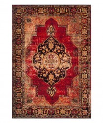 RUG-(6'7"x 9')Vintage Distressed Oriental Red/Muti With Antique Patina