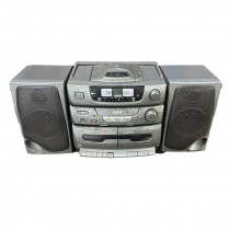 RADIO-Silver RCA CD & Tape Player w|Speakers