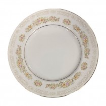 BREAD & BUTTER PLATE-White Diamond China "Charlene" Pattern-Floral w/Gold Trim