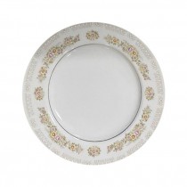 DINNER PLATE-White Diamond China "Charlene" Pattern-Floral w/Gold Trim