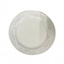 SALAD PLATE-White w/Pink & Blue Flowers - Decorative Trim