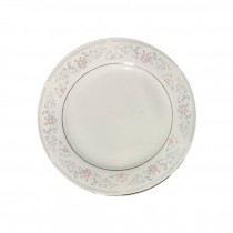 DINNER PLATE-White w/Pink & Blue Flowers - Decorative Trim